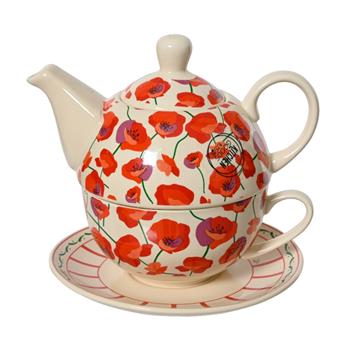 Šálek a čajová konvice s vlčími máky z porcelánu 450ml