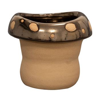 Obal kulatý keramický FUNGHI bronzovo-terakotový 14cm