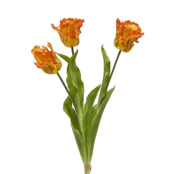 Tulipán PARROT ve svazku umělý žluto-oranžový 3ks