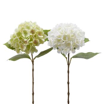 Hortenzie řezaná umělá bílá/zelená mix 60cm