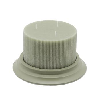 Svíčka vonná válcová Vanilla se 3 knoty s betonovým podstavcem sv.zelená 10cm