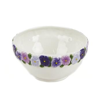 Miska keramická s květy macešky fialovo-bílá 16cm