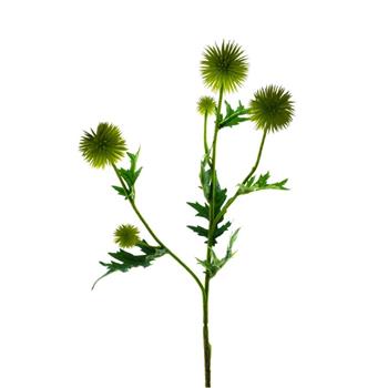 Bodlák řezaný umělý s 5 květy zelený 70cm