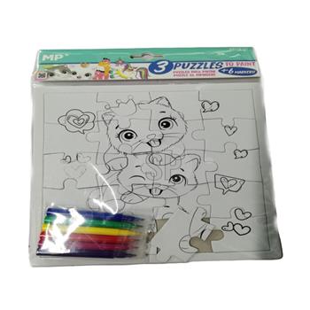 Sada na malování puzzle s barvičkami 3ks