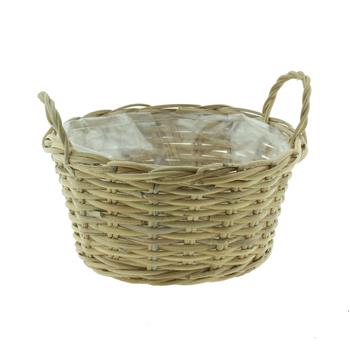 Obal kulatý proutěný se 2 uchy a igelitem přírodní 25cm