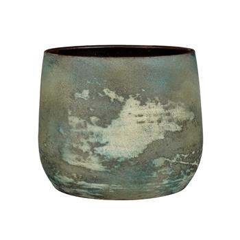 Obal kulatý terakotový OLAF zelenná patina 32cm