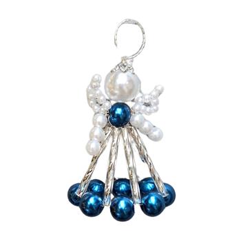 Korálková ozdoba anděla 3D modro-bílá 5cm