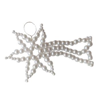 Korálková ozdoba komety bílá 7,5cm
