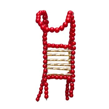 Korálková ozdoba sáněk zlato-červené 9cm