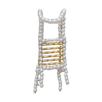 Korálková ozdoba sáněk zlato-bílé 9cm