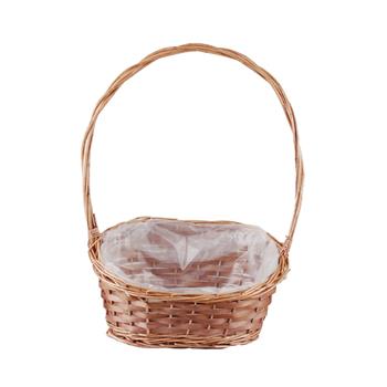 Koš proutěný oválný s 1 uchem a igelitem přírodní 31cm