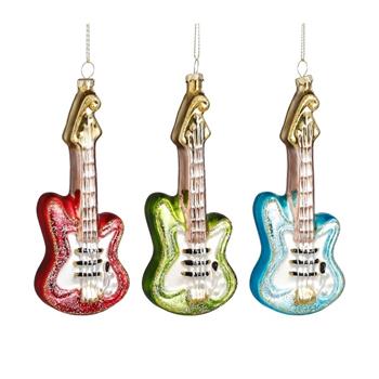 Ozdoba skleněná kytara mix 15cm
