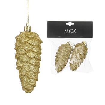 Ozdoba polystyrenová šiška zlatá s glitry 2ks