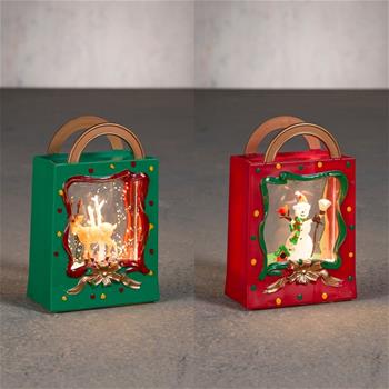 Tašková lucerna vánoční s LED,  t.bílá s časovačem na baterie mix 11,5cm