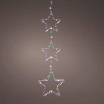 Trojice hvězd svítících venkovních 48microLED barevné s časovačem na baterie 58cm