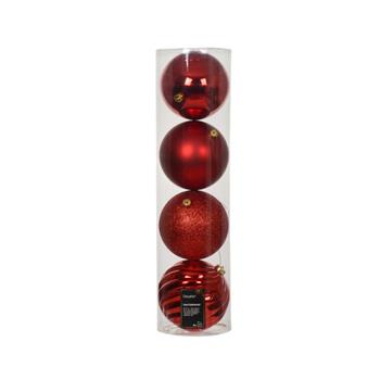 Sada plastových ozdob červené 14cm/4ks
