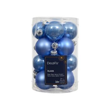 Sada skleněných ozdob sv.modrá 3,5cm/16ks