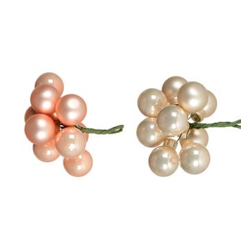 Svazková skleněná koule s drátkem 2cm leská/matná broskvová/perleťová 10ks