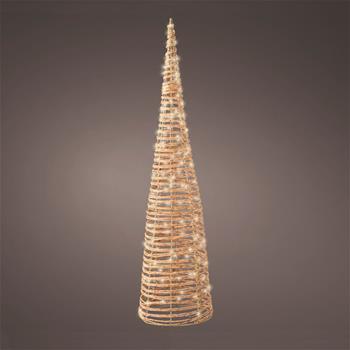 Kužel proutěný venkovní  80microLED t.bílá s časovačem sv.hnědý 60cm