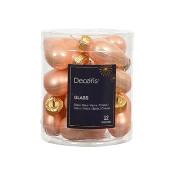 Sada skleněných ozdob srdce broskvové 4cm/12ks