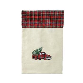 Dárkový sáček s autem a stromkem červeno-bílý 45cm