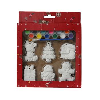 Sada na malování - vánoční sádrové ozdody 6ks
