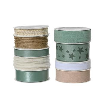 Stuha vánoční přírodní/zelená mix 2-40mm x 2-4m