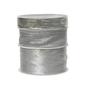 Stuha vánoční s drátkem stříbrná 15-40mm x 2-4m