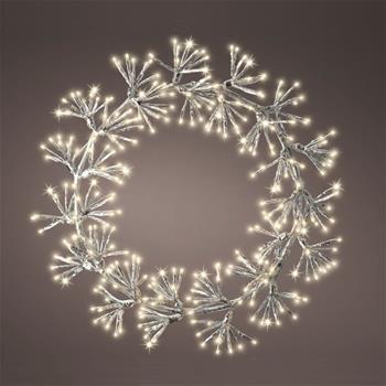 Věnec svítící venkovní 300LED t.bílá s časovačem 48cm