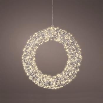 Věnec drátěný svítící venkovní 500microLED t.bílá s časovačem 38cm