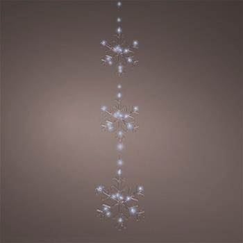 Trojice vloček svítících venkovních 44microLED st.bílá s časovačem na baterie 62cm