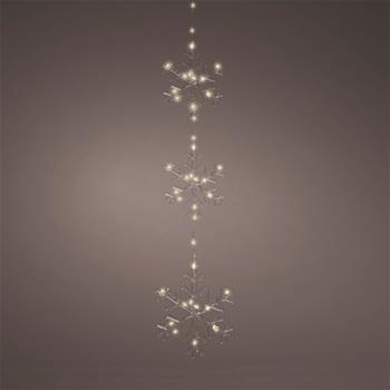 Trojice vloček svítících venkovních 44microLED t.bílá s časovačem na baterie 62cm