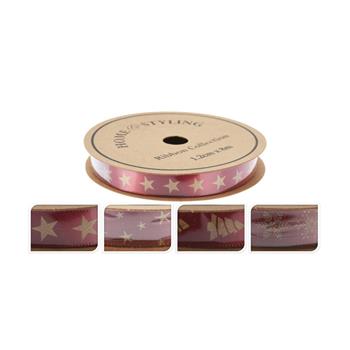 Stuha vánoční polyesterová zlato-červená 1,2cm x 8m