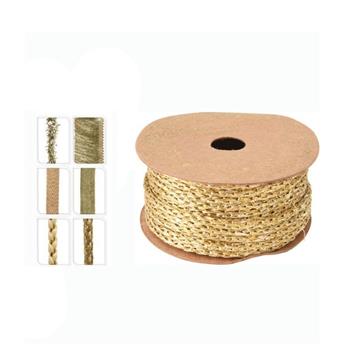 Stuha vánoční polyesterová zlatá mix 3,5cm x 3m
