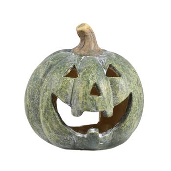 Svícen na čajovku dýně polyresinová sv.zelená 13cm