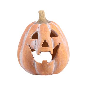 Svícen na čajovku dýně polyresinová sv.oranžová 14,5cm