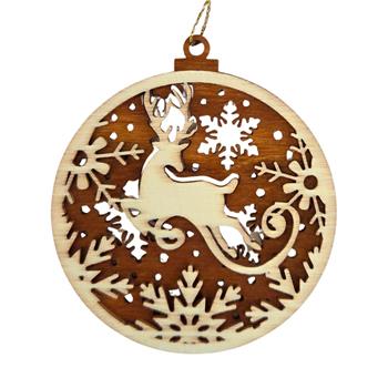 Ozdoba dřevěná s jelenem 9cm