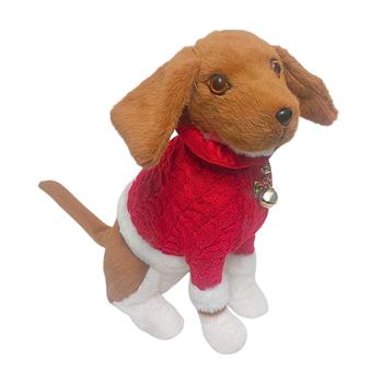 Jezevčík sedící plyšový ve svetru s rolničkou 37cm