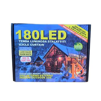 Záclona svítící venkovní 180LED, t.bílá transparentí 4,2m