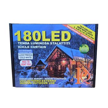 Záclona svítící venkovní 180LED, st.bílá transparentí 4,2m