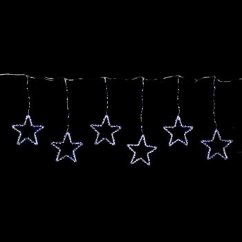 Záclona 10 hvězd svítící venkovní 440LED, st.bílá s časovačem transparentní 3,6m