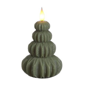 Svíčka strom LED, t.bílá s časovačem na baterie zelený 14cm