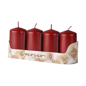 Svíčka válcová lakovaná bordó 8cm/4ks