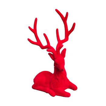 Jelen ležící s plstí červený 20cm