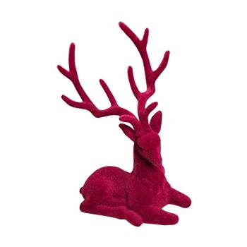 Jelen ležící s plstí vínový 20cm