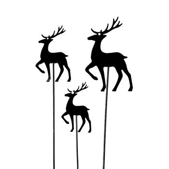 Zápich kovový jelen černý 40cm