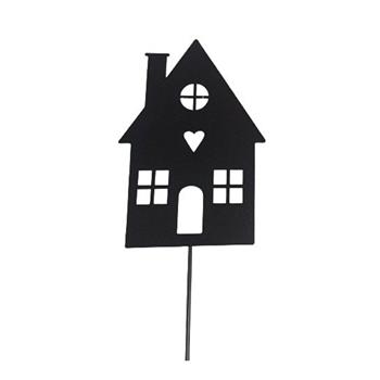 Zápich kovový dům černý 40cm