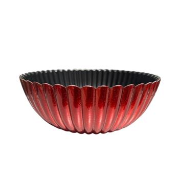 Kulatá žebrovaná plastová miska červená 20cm