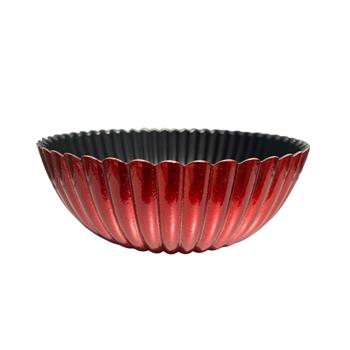 Kulatá žebrovaná plastová miska červená 30cm