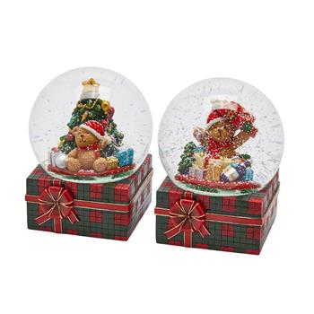 Sněžítko s medvědem a LED, hudbou a pohybem na baterie 20cm